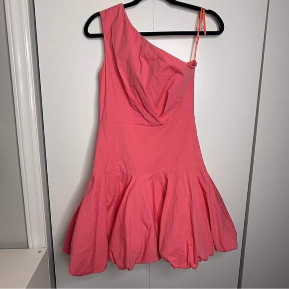 Derek Lam - Coral One Shoulder Puff Dress bubble hem mini dress RTR IT 38/ US 2 - Picture 2 of 14